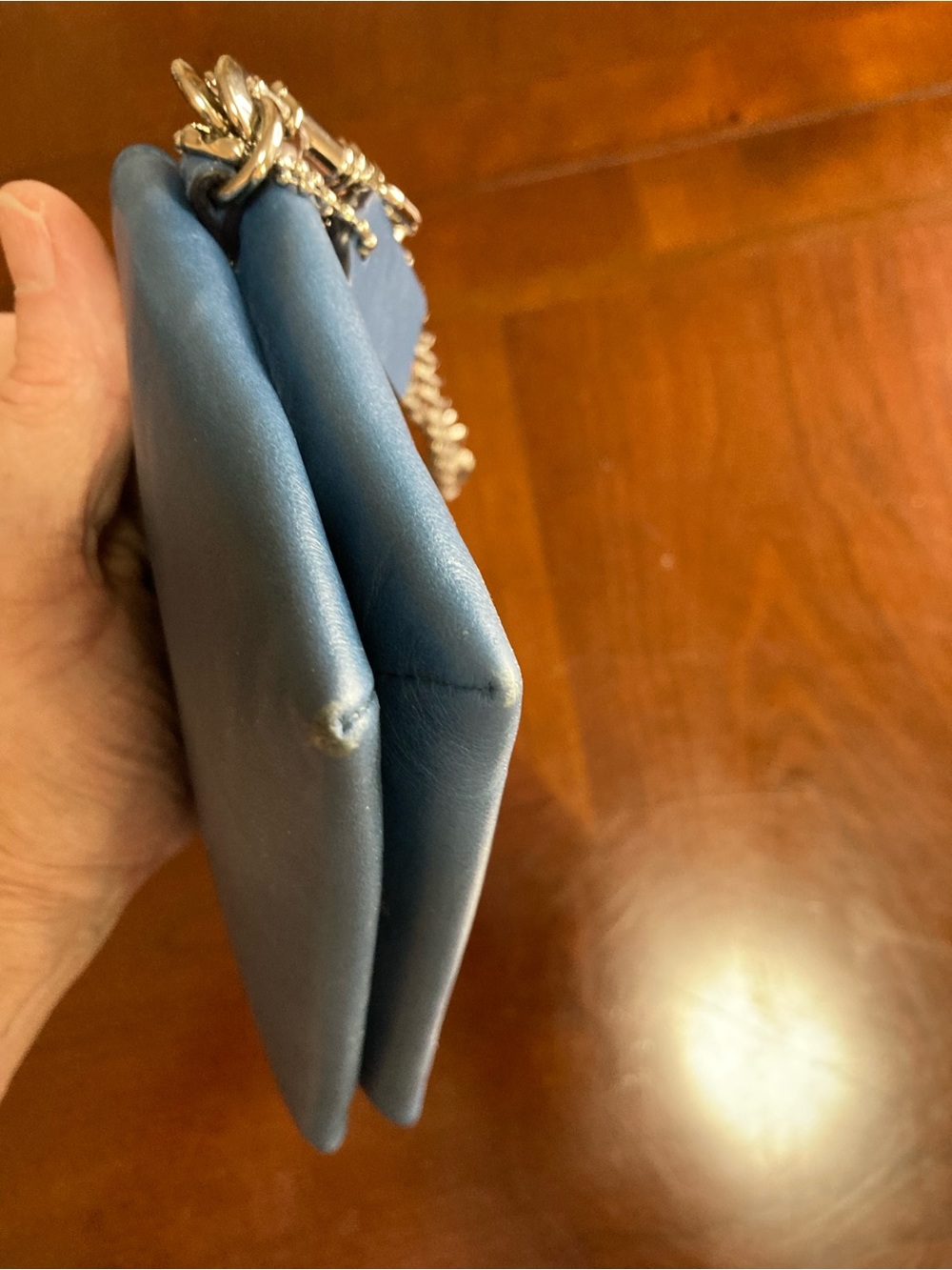 Coach Double L-Zip Teal Blue Full-Grain Leather Wristlet - Picture 8 of 16